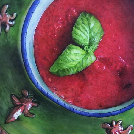 red, tomato, vintage, antique, green, plate, cup, art, airbrush, canvas, photorealistic, painting, handmade, Mediterranean, still life, tamas mike <img src='assets/img/sold.png' />